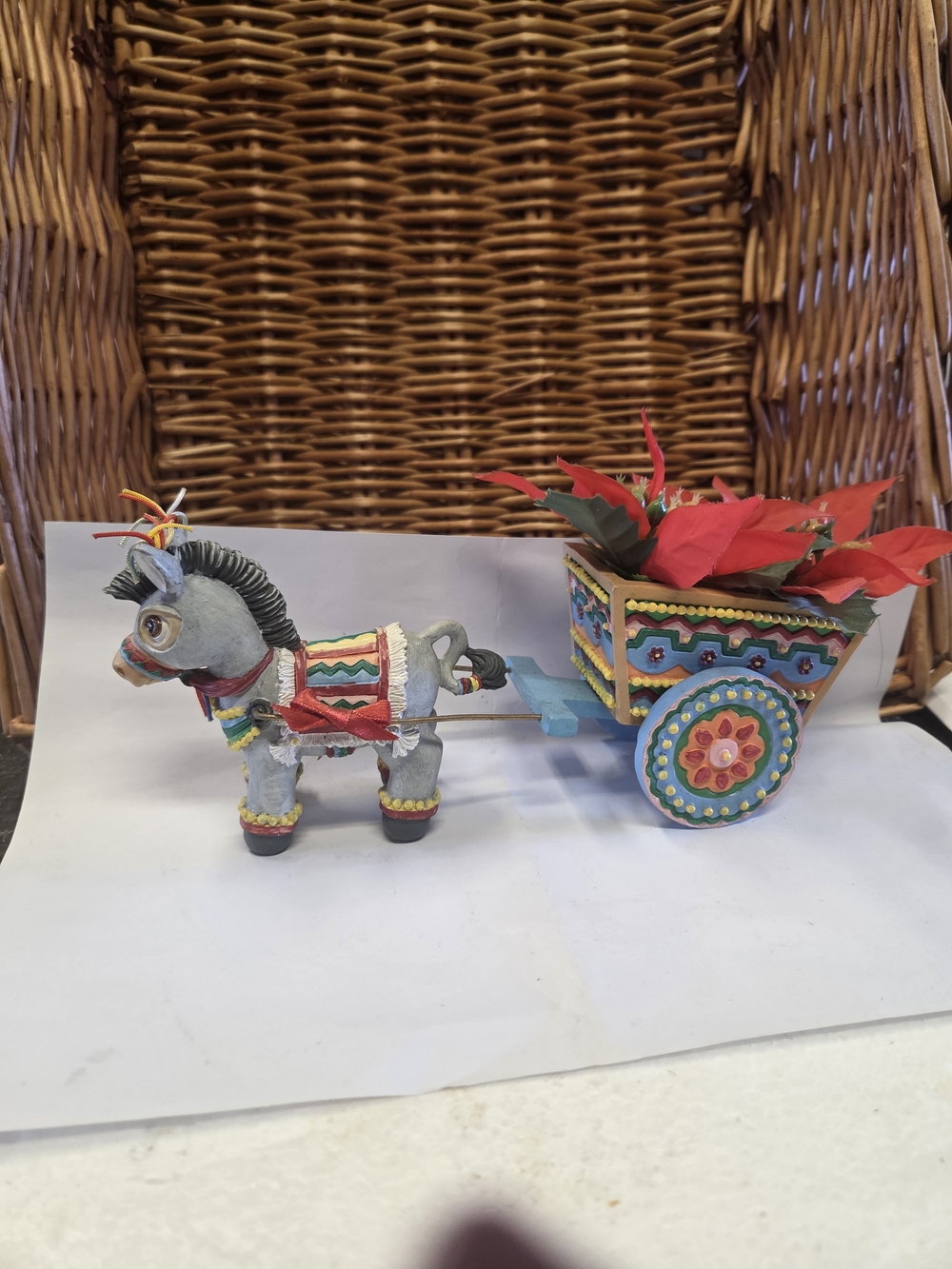 Vintage 1997 House Of Lloyd "Christmas Delivery" DONKEY AND CART FIGURINE